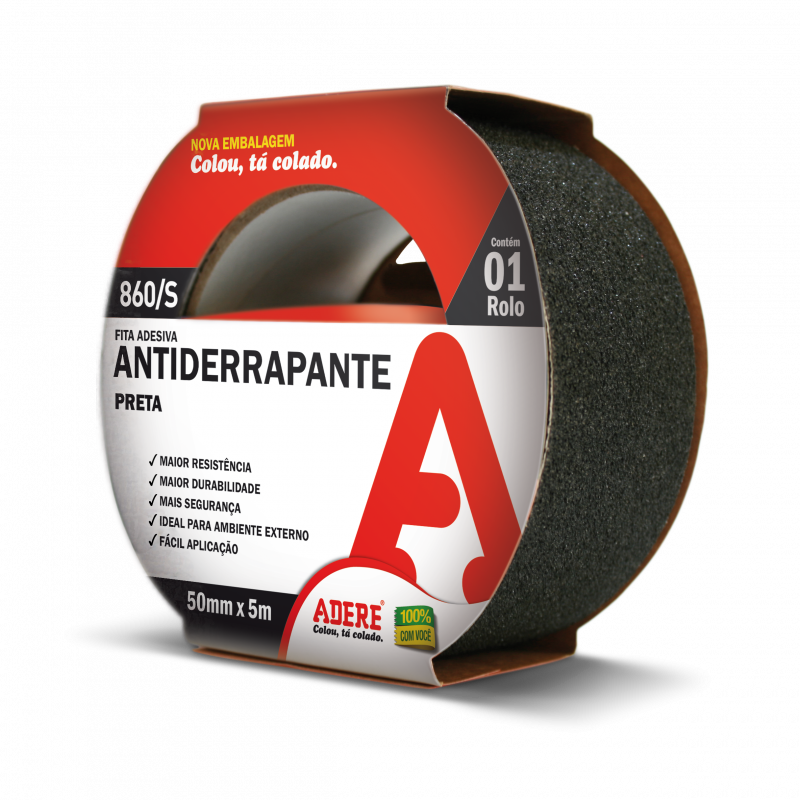 Fita Antiderrapante Preta Adere 50mm x 5m