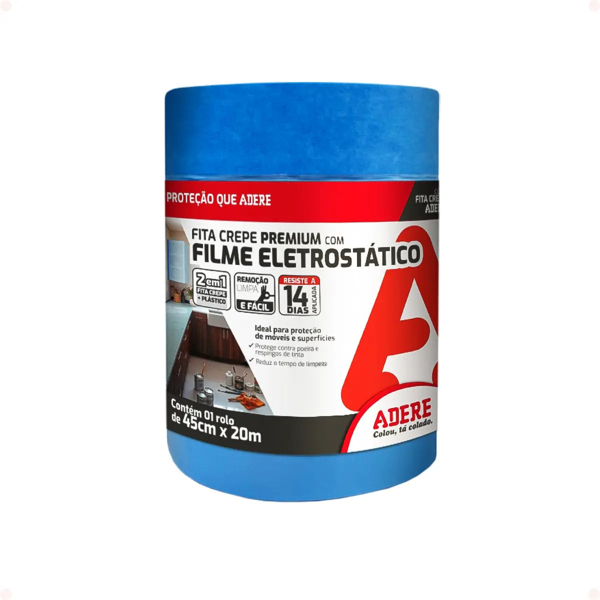Fita Crepe com Filme Eletrostático Adere 450mm x 20m