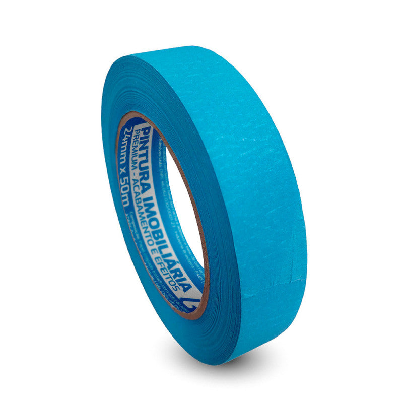 Fita Crepe Imobiliária Azul Neon Adere 24mm x 50m