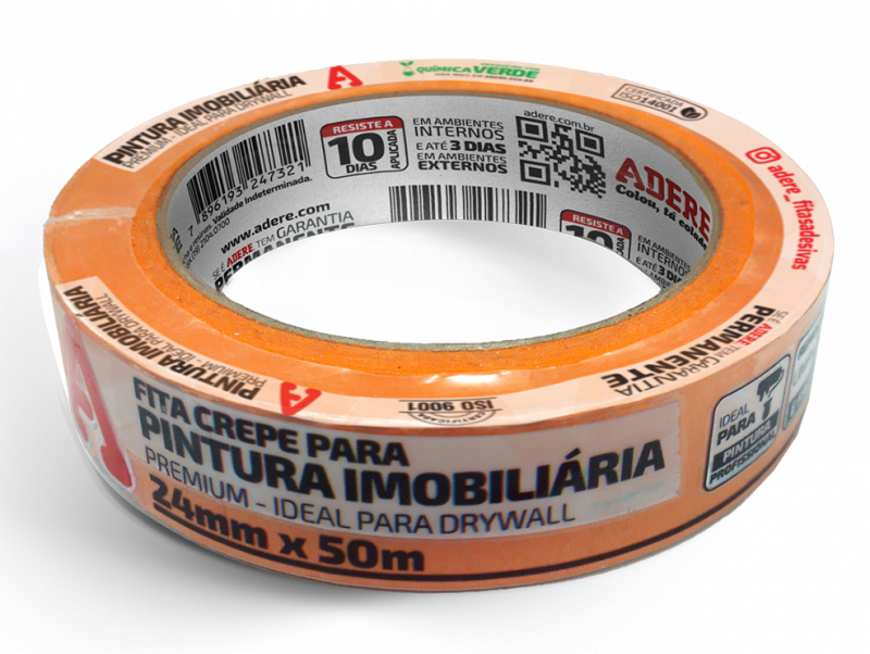 Fita Crepe Imobiliária Laranja Adere 24mm x 50m
