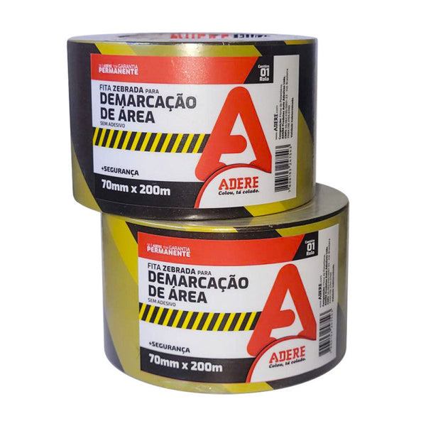 Fita Zebrada Preta e Amarela Adere 200m x 70mm