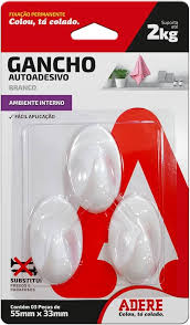 Gancho Autoadesivo Branco Adere Médio 2kg