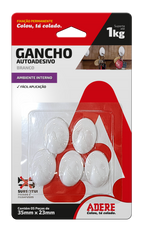 Gancho Autoadesivo Branco Adere Pequeno 1kg
