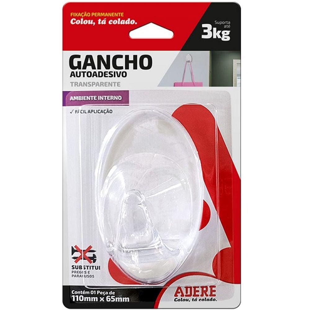 Gancho Autoadesivo Transparente Adere Grande 3kg