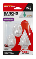 Gancho Autoadesivo Transparente Adere Médio 2kg