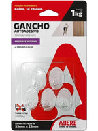 Gancho Autoadesivo Transparente Adere Pequeno 1kg