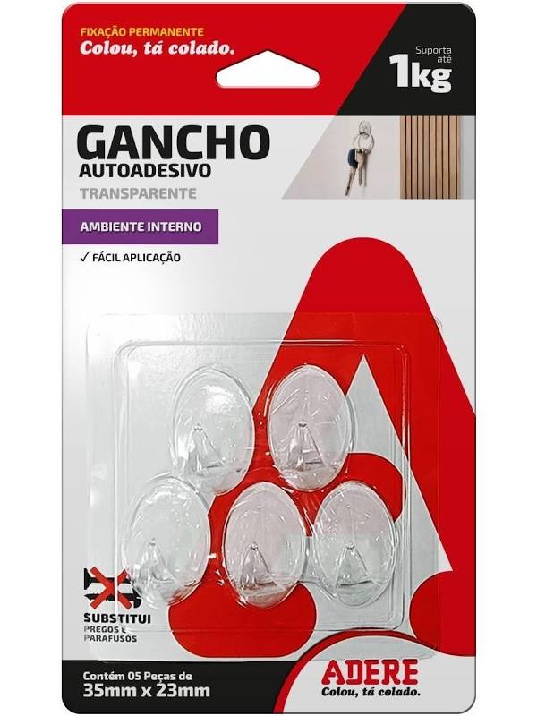 Gancho Autoadesivo Transparente Adere Pequeno 1kg
