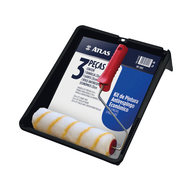 Kit para Pintura 03 Peças com Rolo Antirespingo 23cm 2003 Atlas