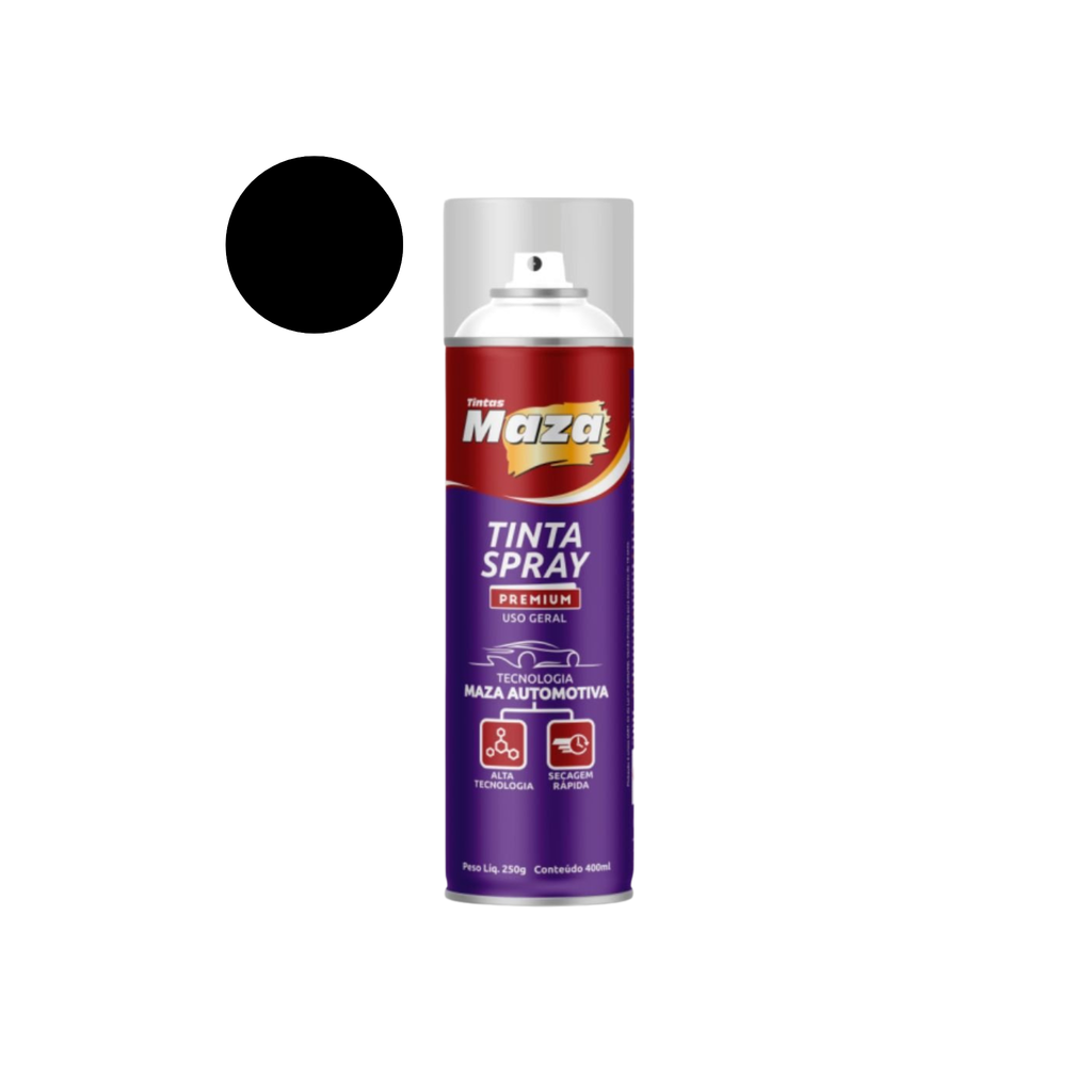 Tinta Spray Alta Temperatura Preto Fosco Maza 400ml