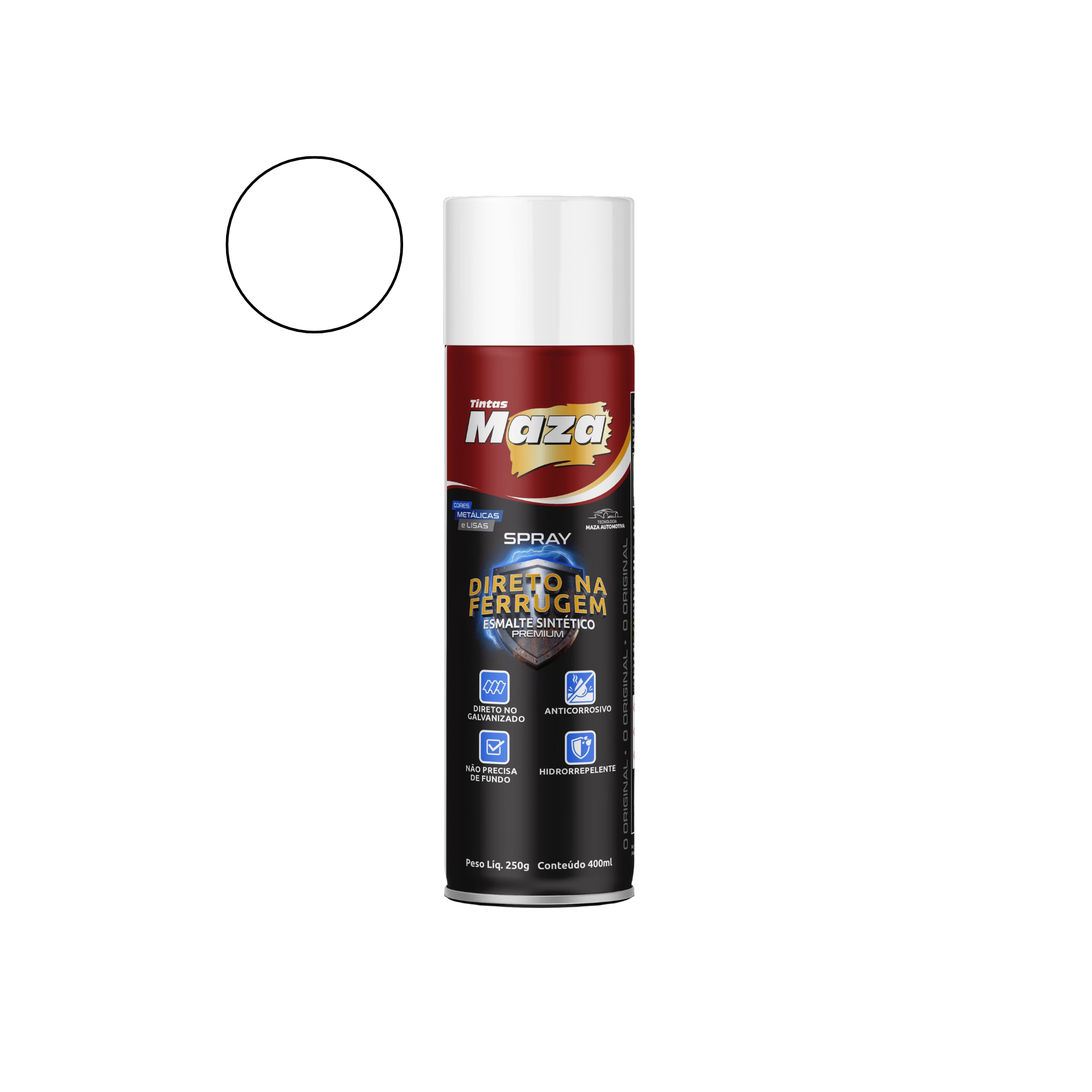 Tinta Spray Direto na Ferrugem Branco Maza 400ml